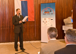 Dusan Ceha, YU1EA, opens the championships