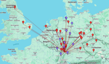 Rot: QSOs auf 2 Meter, Blau: QSOs auf 70cm